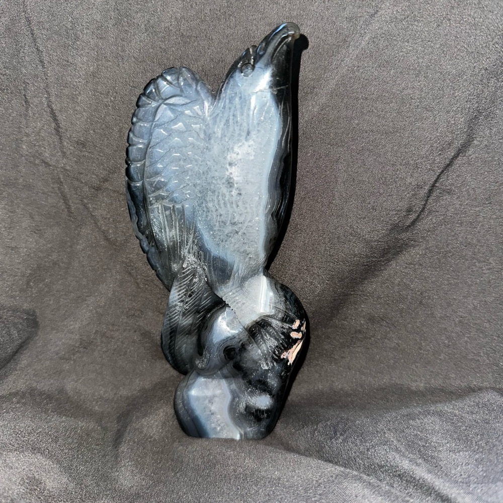 Black Agate Eagle Carving